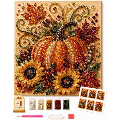 🎃✨ Autumn Pumpkin Pearl Painting Kit, 12×12in DIY Sparkling Craft Set for Adults 🍂🖌️