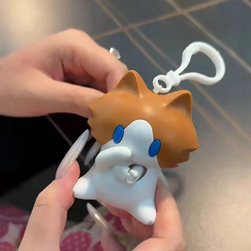 1pc Interactive Pull-String Cat Backpack Charm – Cute Moving Plush Keychain & Bag Accessory