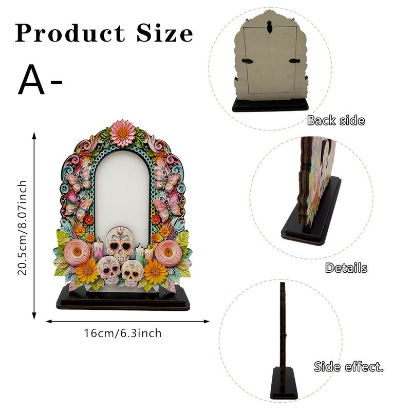💀🌼 Day of the Dead Wooden Photo Frame, Mexican Altar Tabletop Decor with Multiple Designs ✨