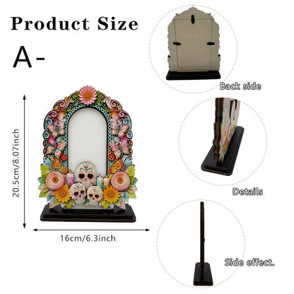 💀🌼 Day of the Dead Wooden Photo Frame, Mexican Altar Tabletop Decor with Multiple Designs ✨