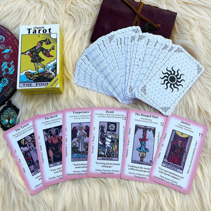Beginner Tarot Card Deck with Meanings & Guidebook, Easy-to-Learn Tarot Reading Kit, Divination Cards for Beginners