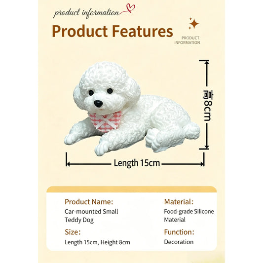 Cute Silicone Puppy Car Dashboard Ornament, Non-Slip Washable Auto Decor, Universal Fit