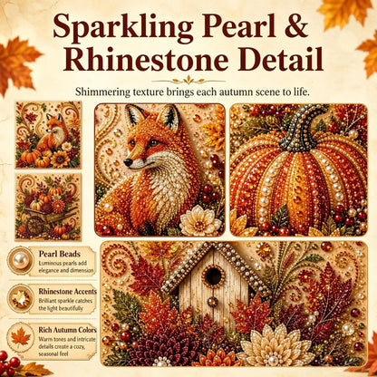 🎃✨ Autumn Pumpkin Pearl Painting Kit, 12×12in DIY Sparkling Craft Set for Adults 🍂🖌️
