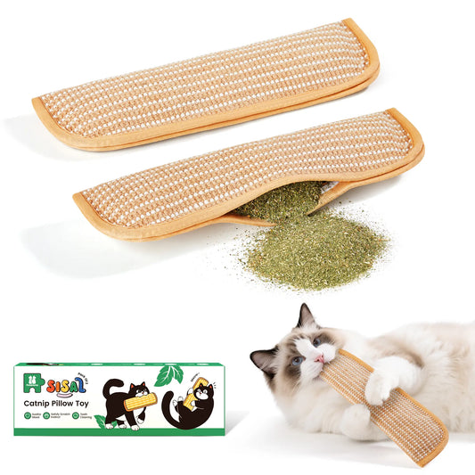 Interactive Catnip Chew Toy for Cats, Bite-Resistant Sisal Claw Toy with Organic Catnip for Indoor Cats