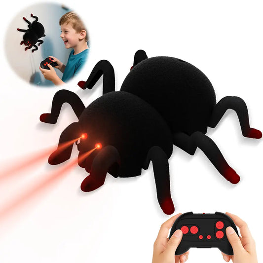 Remote Control Spider Toy – Rechargeable LED Eyes & 360° Spin Motion