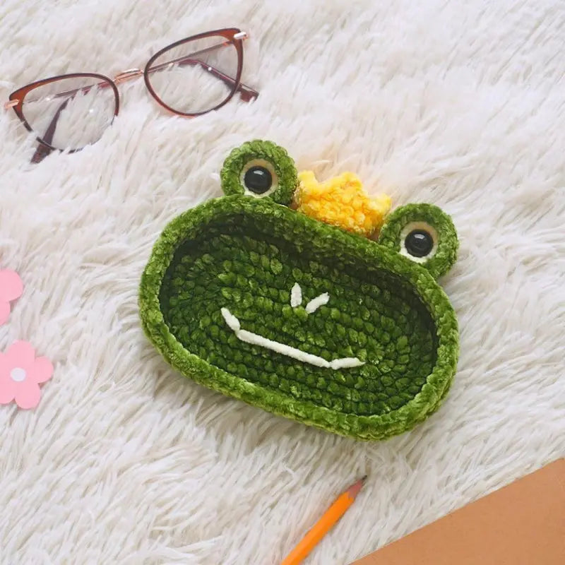 Handmade Crochet Animal Glasses Holder, Soft Plush Eyeglass Stand & Cute Desktop Tray