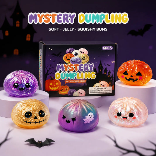 Cute Halloween Ghost Squishy Toy Set, Mini Stress-Relief Fidget Party Favors