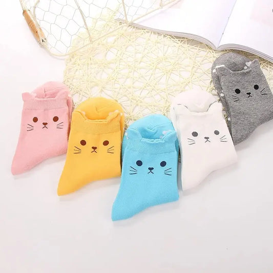 5 Pairs Women's Cute Animal Socks, Soft Cotton Lightweight Comfortable Socks