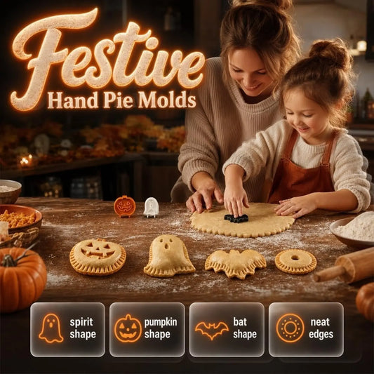 🎃👻 3-Pack Halloween Hand Pie Molds, Pumpkin, Ghost & Bat Press Cutters for Fall Baking 🦇🥧