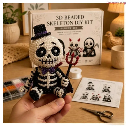 3D Beaded Skeleton DIY Craft Kit for Halloween Ornaments and Gifts