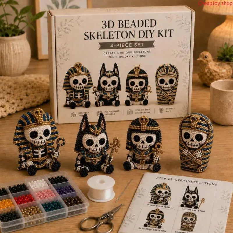 3D Beaded Skeleton DIY Craft Kit for Halloween Ornaments and Gifts