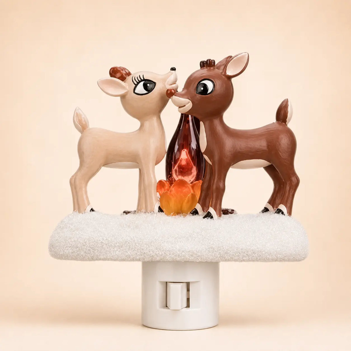 3D Flickering Campfire Plug-In Night Light, Cute Resin LED Holiday Decor for Bedroom & Hallway
