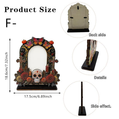 💀🌼 Day of the Dead Wooden Photo Frame, Mexican Altar Tabletop Decor with Multiple Designs ✨