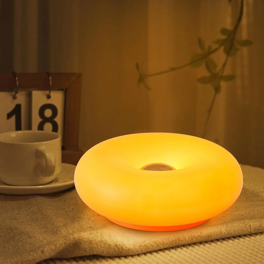 Aesthetic Doughnut LED Night Lamp, Touch Control Warm Light, Cozy Bedroom Decor