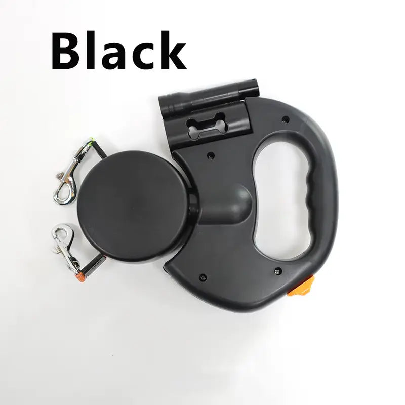 Retractable Dual Doggie Leash with LED Light, 360 Swivel No Tangle for Each Dog Independent Braking with 3M Reflective Leads