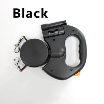 Retractable Dual Doggie Leash with LED Light, 360 Swivel No Tangle for Each Dog Independent Braking with 3M Reflective Leads