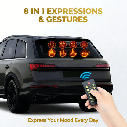 LED Car Gesture Light with 8 Emojis, Wireless Remote Control, Easy-Install Fun Auto Decoration