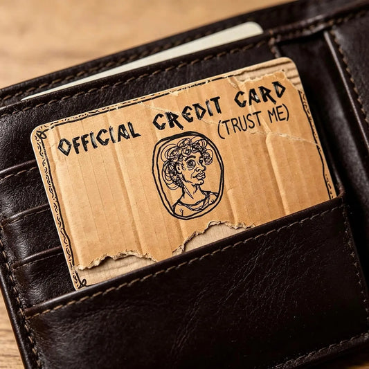 2PCS Funny “Trust Me” Credit Card Stickers, Vintage Brown Debit Card Skins, Flat Print Card Covers